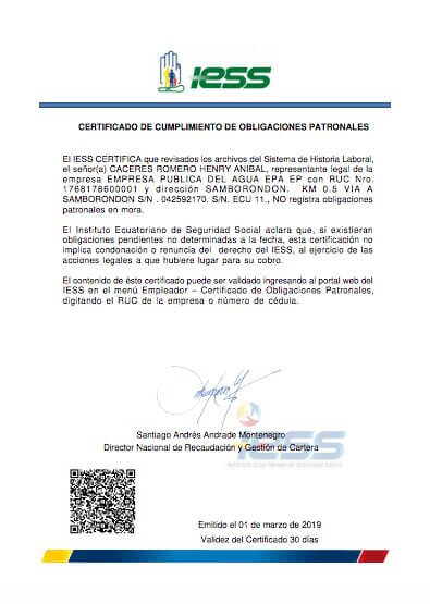 Certificado de no adeudar al IESS