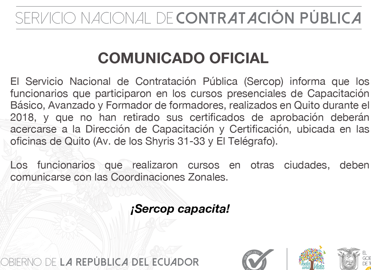 Certificado Sercop - EcuadorCertificados